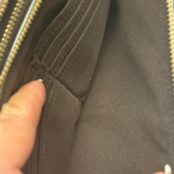 Coach Brown Signature Coated Canvas Double Corner Zip Wallet Wristlet/Purse - Picture 13 of 15